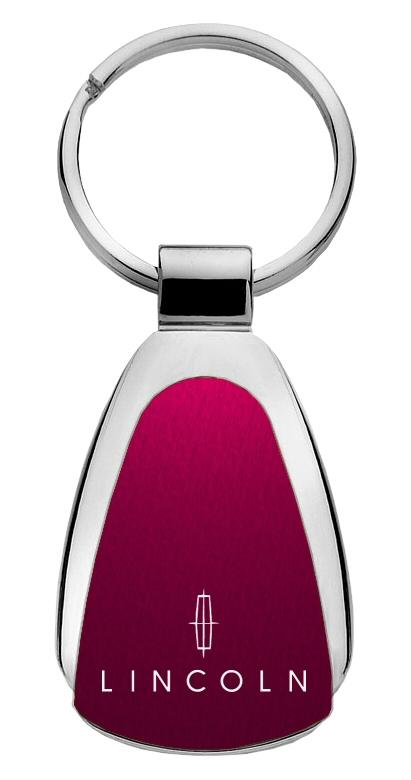 Lincoln burgundy tear drop keychain car key ring tag key fob logo lanyard