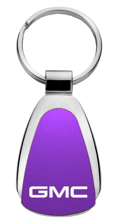 Gmc purple tear drop metal keychain car key ring tag key fob logo lanyard