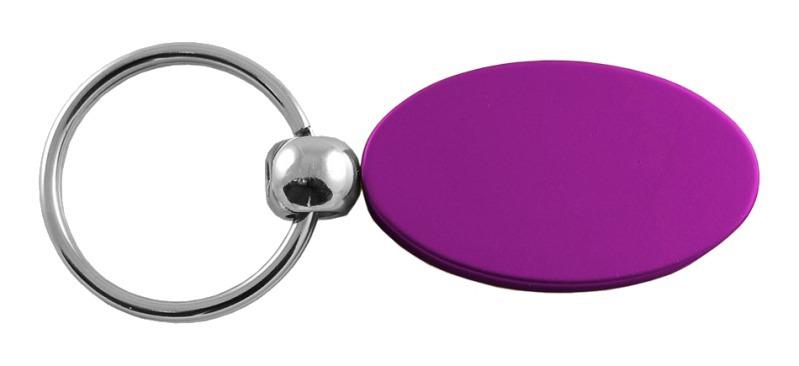 Plain simple purple oval metal key chain ring tag key fob etched logo lanyard