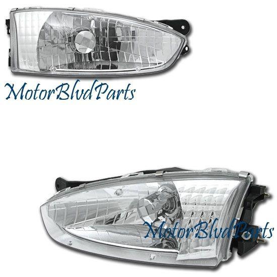 97-02 mirage 2d crystal clear headlights headlamps pair