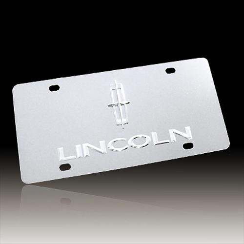 Lincoln 3d logo name chrome stainless steel license plate, official + free gift