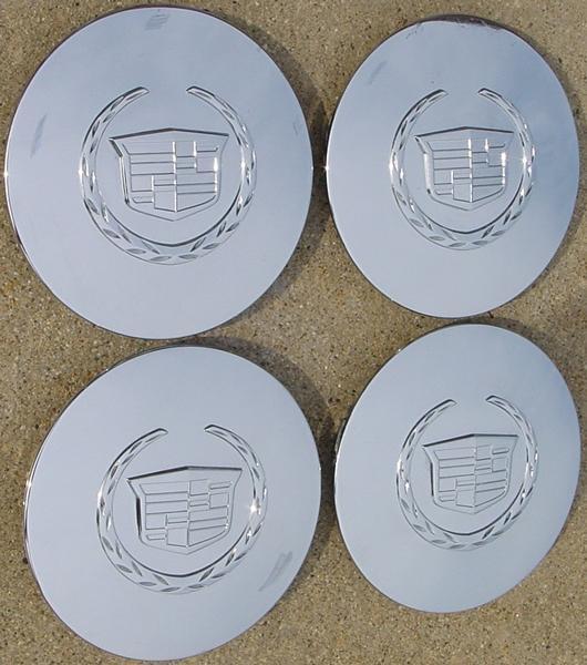 '06 07 08 cadillac dts chrome center cap set of 4 used 4601 part # 9593259