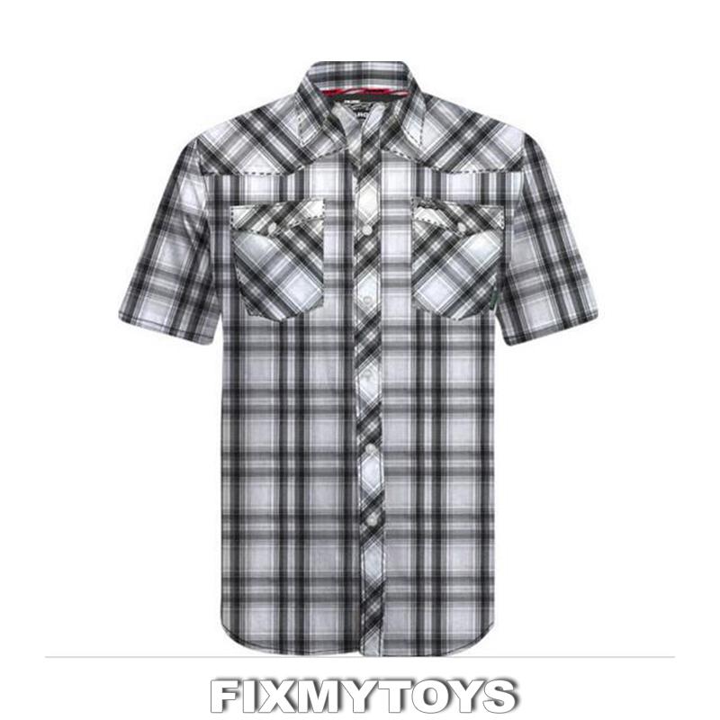 Oem polaris rzr beige w/black short sleeve plaid shirt sizes s-3xl