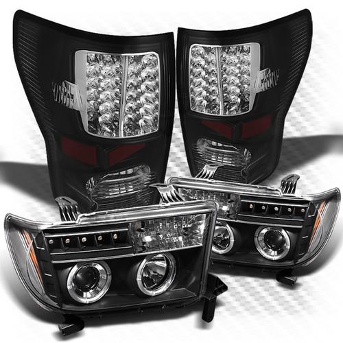 07-13 tundra black halo led projector headlights + led perform tail lights combo