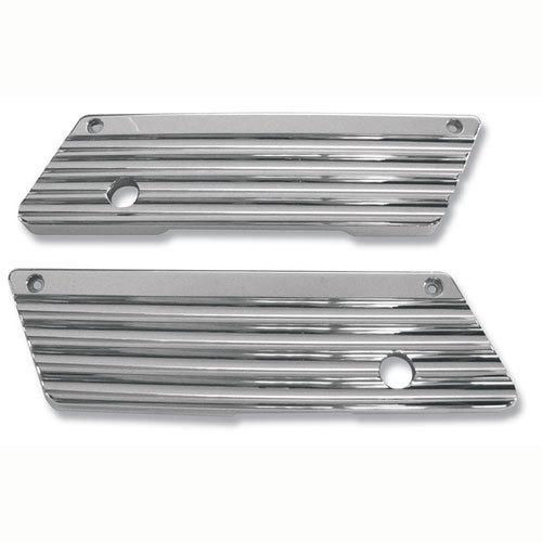 2775001 joker machine 04-50-1 finned saddlebag latch covers, chrome for harley t