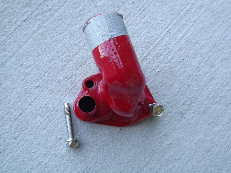 85-93 v8 mustang red powdercoated thermostat housing w/chrome bolts