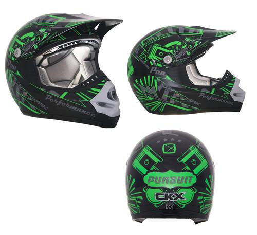 Motocross mx offroad atv helmet youth ckx tx-218 pursuit green/black large