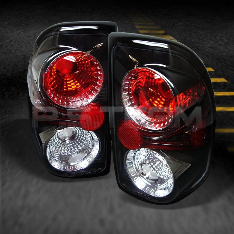 97-04 dodge dakota slt sport pickup truck black tail lights lamp pair left+right