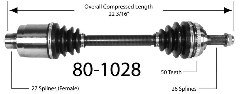 Empi 80-1028 new constant velocity premium cv half shaft drive axle assembly