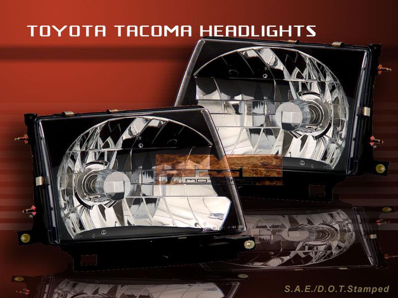 97-00 toyota tacoma headlights crystal black lamp  