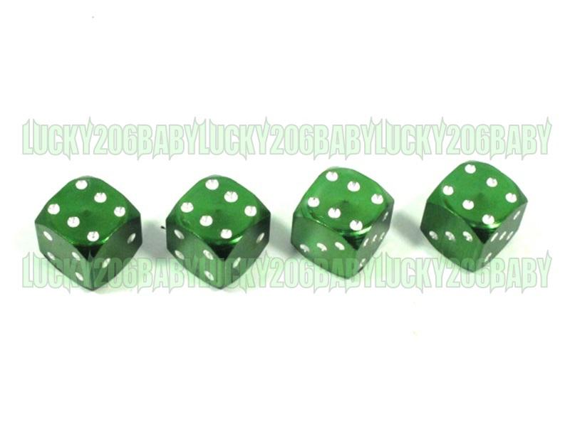 Tyre valve dust cap dice for motorcycle car 4pcs green