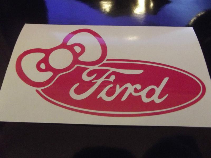 Hello kitty ford logo car window  decal sticker (pink) qty 2