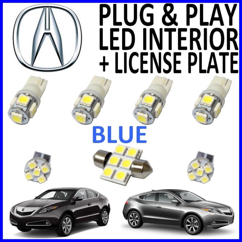 7 piece super blue led interior package kit + license plate tag lights az1b