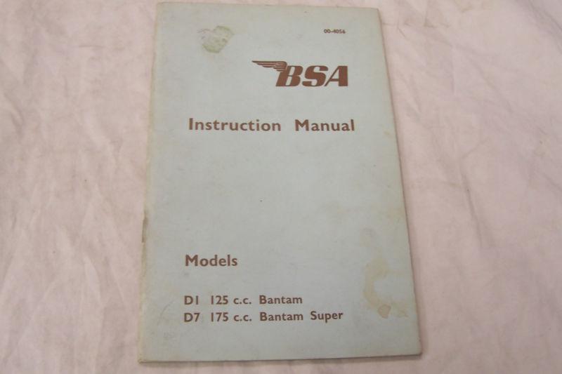 Bsa bantam d1 instruction manual norton triumph ajs ahrma matchless cafe racer