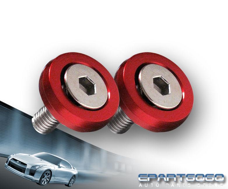 2pc m6 x 20mm red aluminum fender/bumper washer/bolt engine bay dress up kit