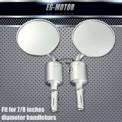 Pair motorcycle cnc aluminum rearview 3" handle bar end 7/8" side mirrors silver