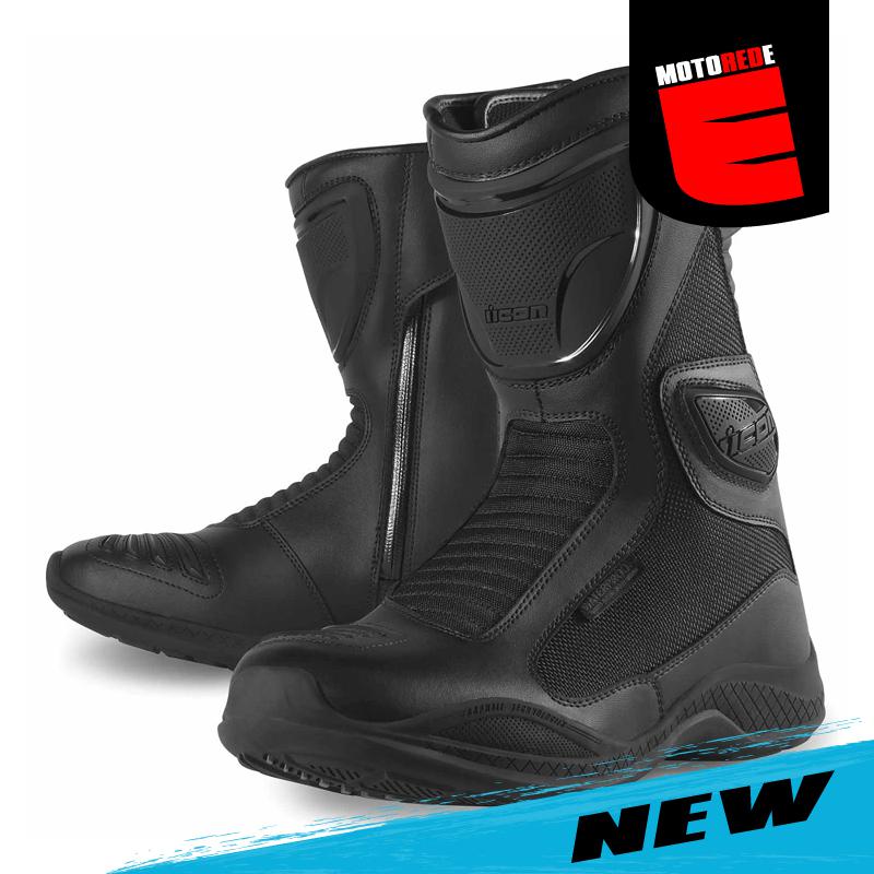 Icon reign waterproof motorcycle street riding boots black us 10 / euro 44