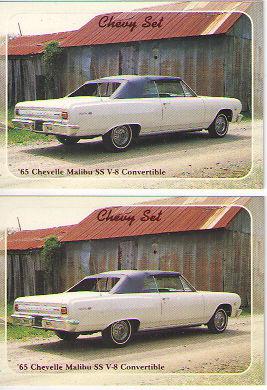 1965 chevelle ss convertible baseball card sized cards - lot of 2 - must see !!