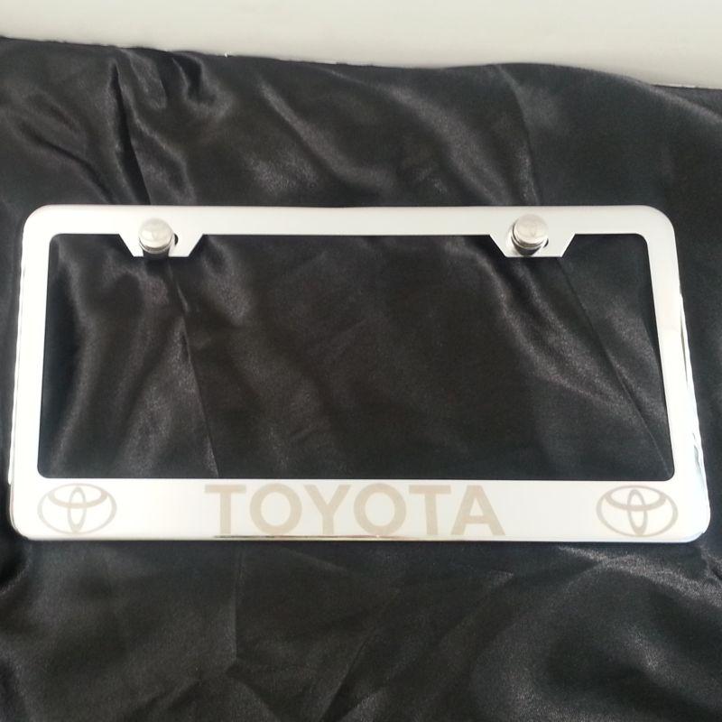 Toyota chrome stainless steel license plate frame + screw+cap 100% laser engrave