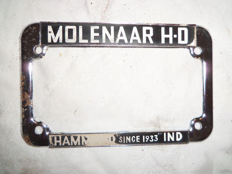 Harley davidson dealer's license plate frame molenaar h-d hammond, indiana