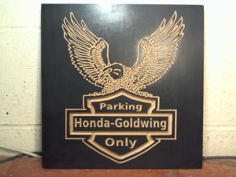 Honda goldwing parking only cnc engraved mdf sign gl1100 gl1200 gl1800