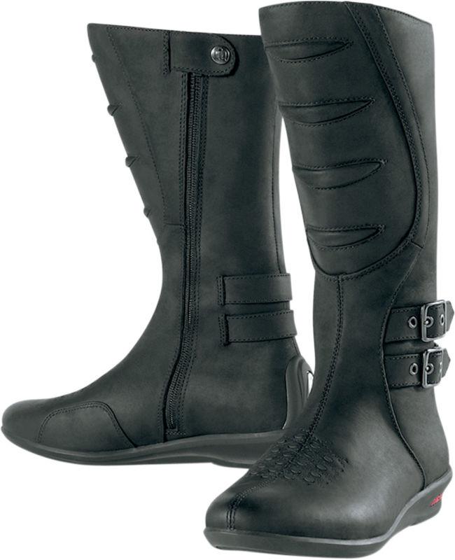 Icon sacred tall womens black leather boot  motorcycle boots 2013