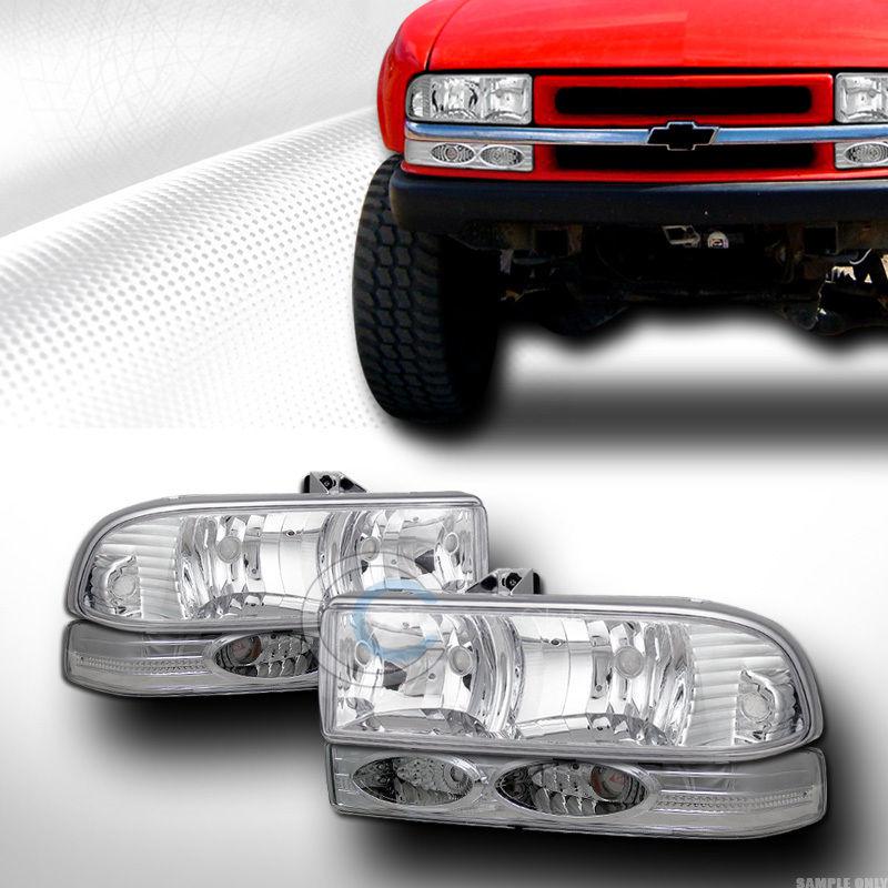 Chrome crystal head lights+signal bumper corner yd 98-04 chevy s10 blazer/pickup