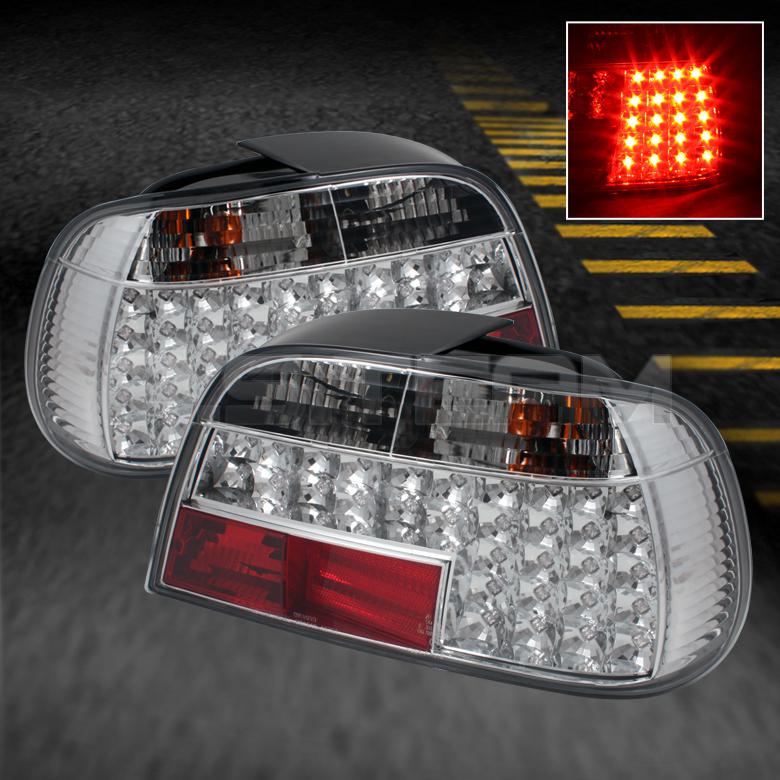 95-01 bmw e38 7-series 740i 740il 750il led chrome clear tail brake lights lamps