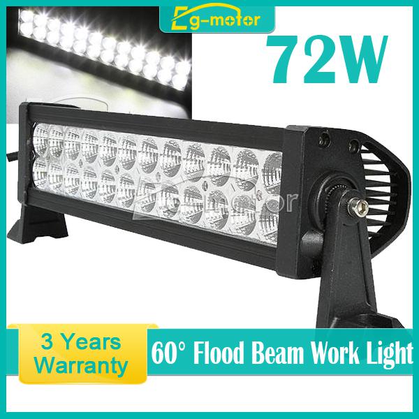 72w led work drving light bar vehicle car 4x4 offroad atv truck flood lamp 13.5"