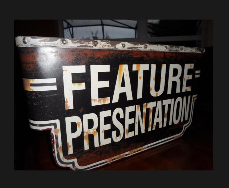 3d vintage style metal feature presentation display ledge theater store sign