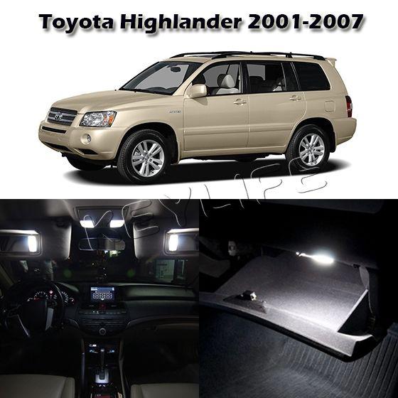 9 white interior light package led lamp for 2001-2007 toyota highlander+tool bar