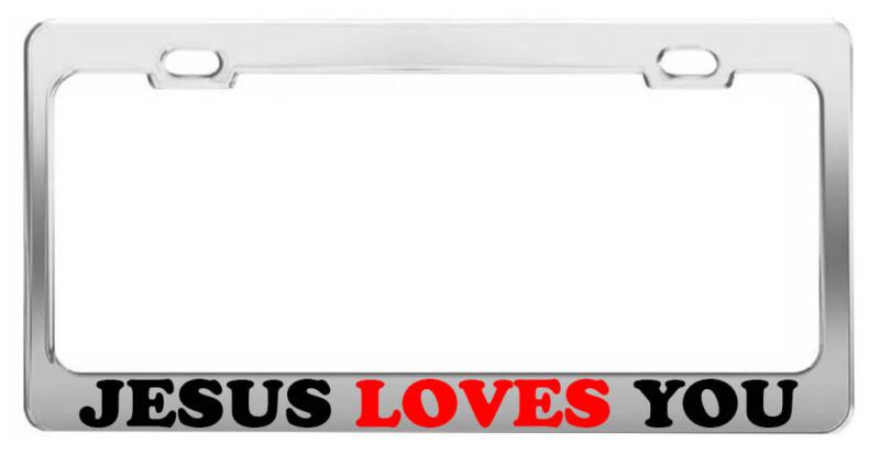 Jesus loves you #2 car accessories chrome steel tag license plate frame