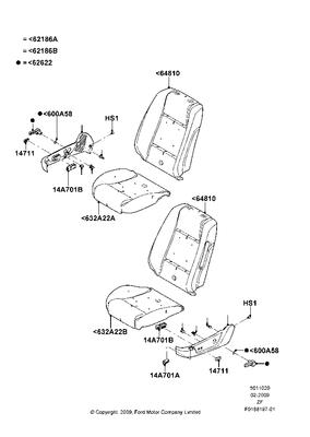 Ar3z76632a22c cover and pad front seat back 10 mustang