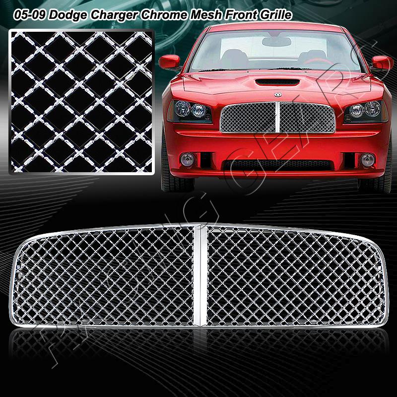 2006-2010 dodge charger abs plastic chrome front mesh grid hood grille grill