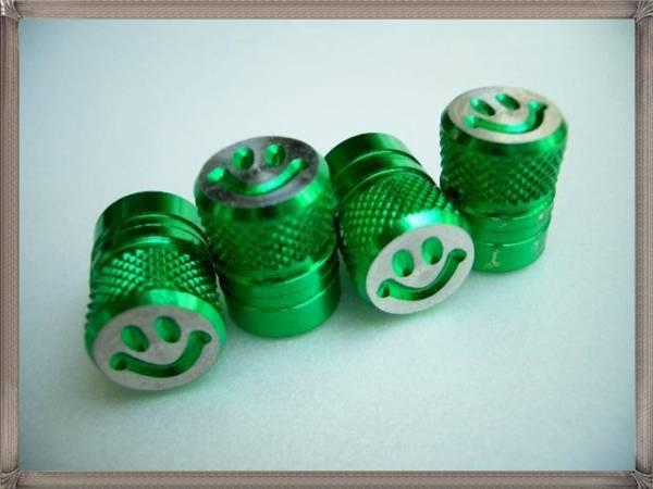 E06 wheel/tire air valve car　smile caps 4p set(green)