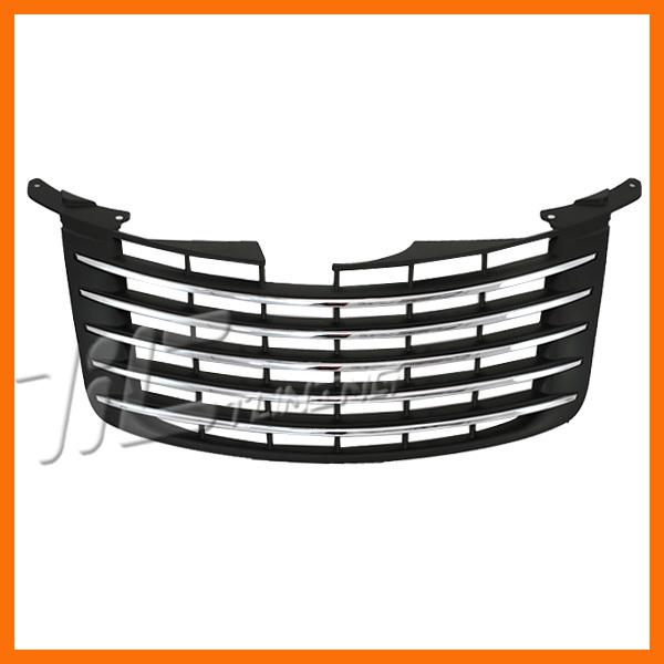 06-07 chrysler pt cruiser primed black w chrome mold front plastic grille new