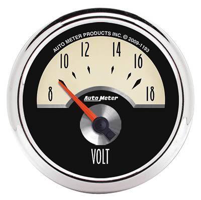 Autometer cruiser electrical voltmeter gauge 2 1/16" dia ivory/black face 1193