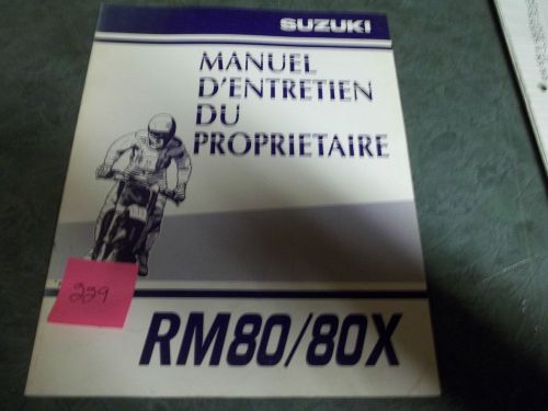 Suzuki owners manual rm80 rm80x 1998