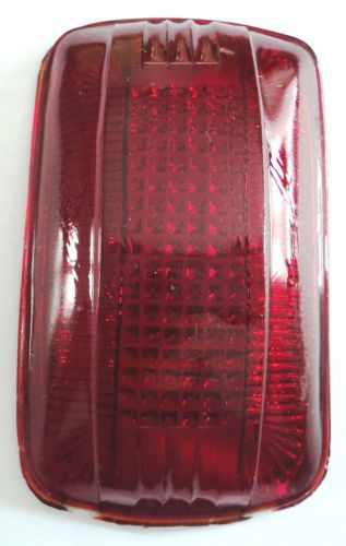 One nos red glass tail light lens usa-antique-rat rod oblong/raised 2 x 3 1/2&#034;