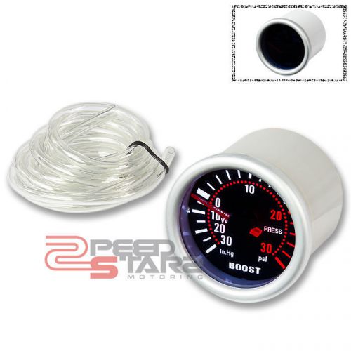 2&#034; 52mm led turbo boost psi smoke/tint glow dash gauge meter lens silver trim