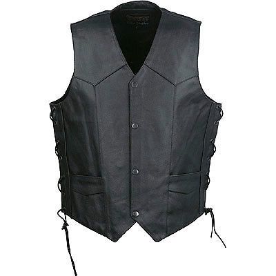 Men’s motorcycle leather side-lace vest - new