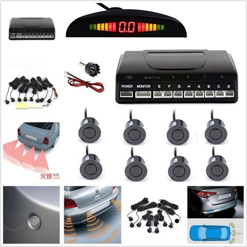 Car front rear 8 sensors parking reverse radar with human voice alert system