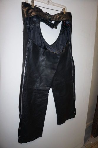 Full leather chaps - black - clean by: interstate center - size 2x large (a1320)