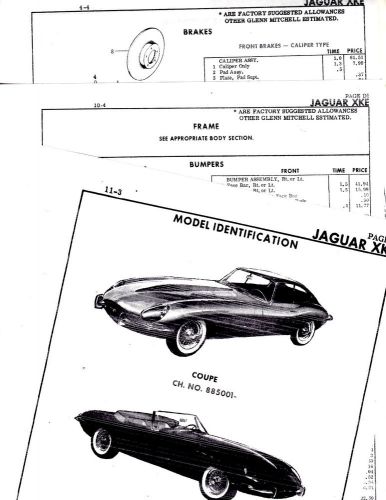 Jaguar xke coupe open car body parts list frame crash sheets mf re