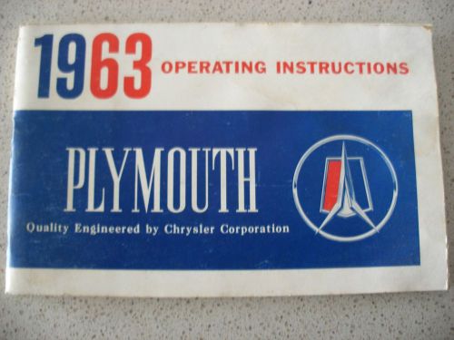 1963 plymouth original owners manual guide service book 63