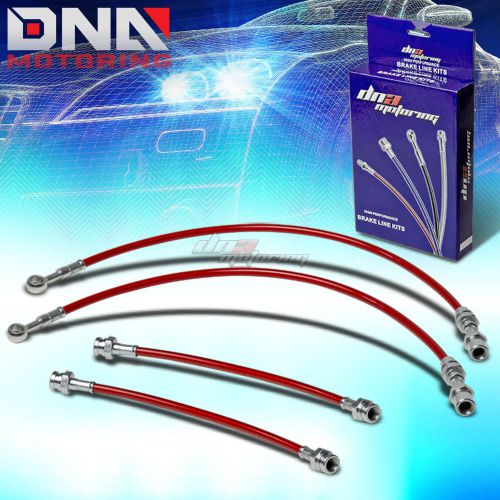 79-82 honda prelude sn ek red stainless steel braided hose brake line/cables