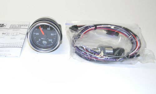 Autometer gs electrical oil pressure gauge 2 1/16&#034; black face p/n 3853 exc cond