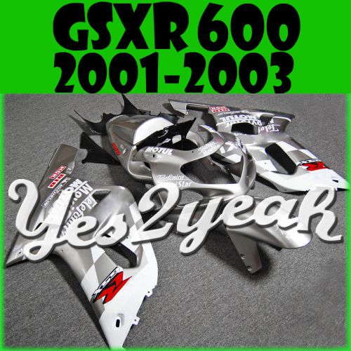 Yes2yeah injection fairing gsx-r gsxr 600 750 2001-2003 k2 silver white s71y11