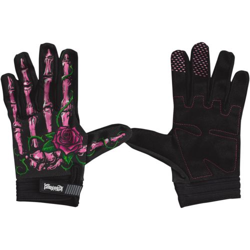 Lethal threat gloves womens short cuff textile rose bone/pink