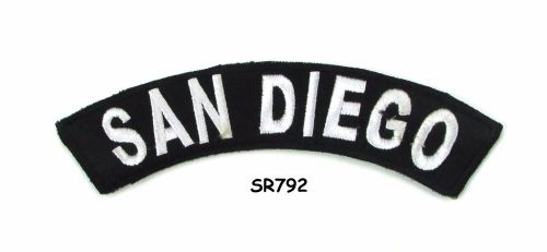 San diego white on black small rocker iron on patches for biker vest jacket